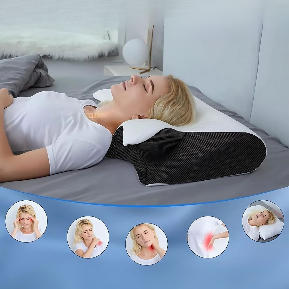 Cervnest® - Oreiller Cervical Orthopédique - Ergonomique à Mémoire de Forme